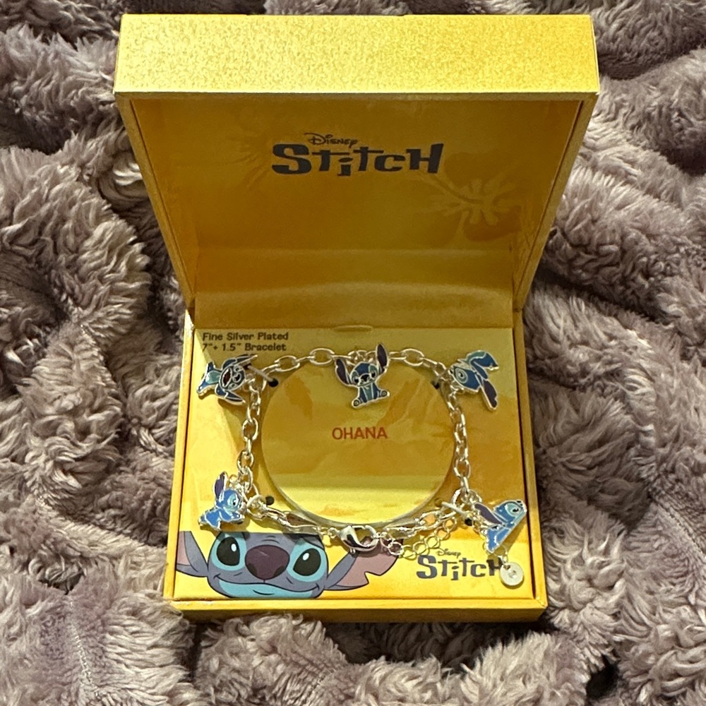 Disney Stitch Silver and Blue Charm Bracelet